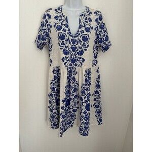 Boden Blue and Cream Midi Dress